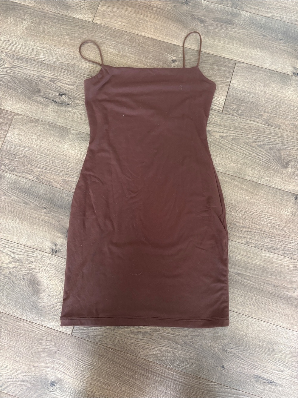 Bodycon Spaghetti Strap Mini Dress in Chocolate Brown